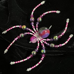 Handmade beaded Christmas spider ornament