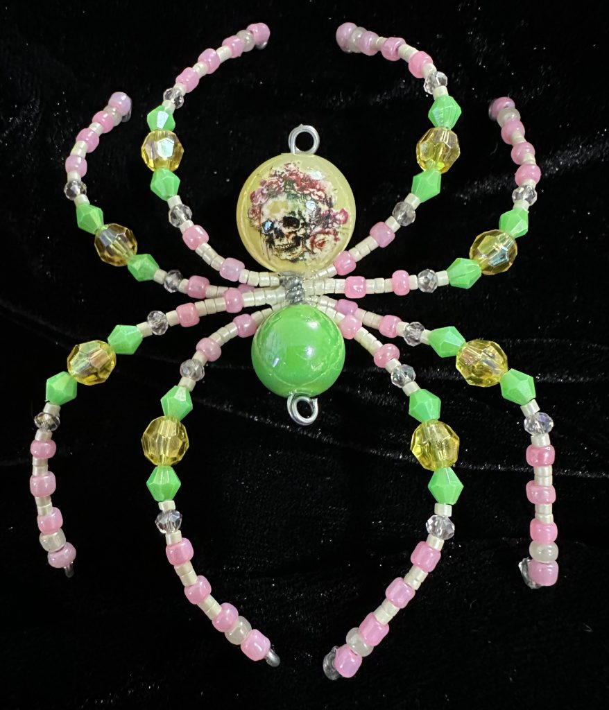 Halloween themed beaded spider decoration