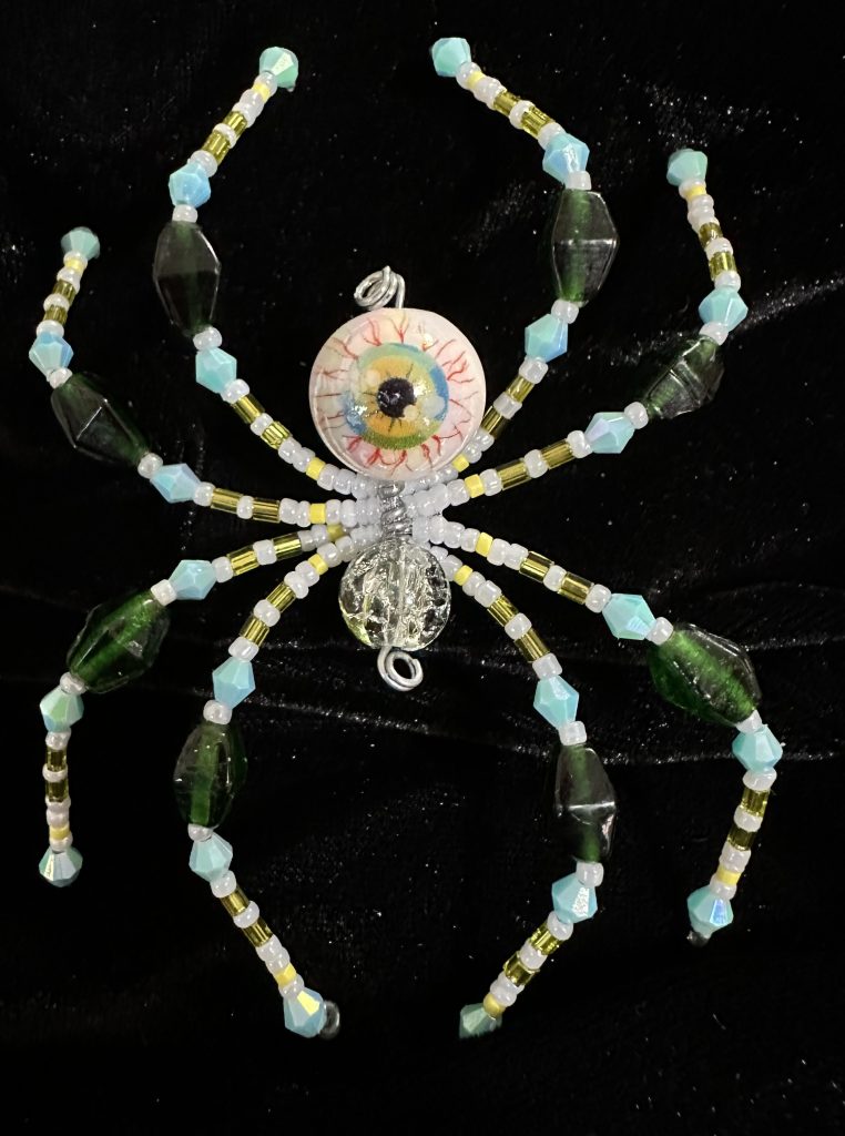 Halloween themed handmade beaded spider