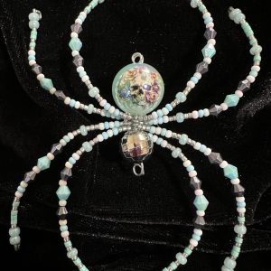 Halloween themed beaded spider decoration ornament