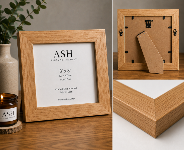 8x8 Handmade Solid Oak Picture Frame